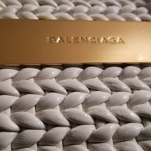 Balenciaga Tresse Calf Fringed Off White Leather Tote - Picture 9 of 13